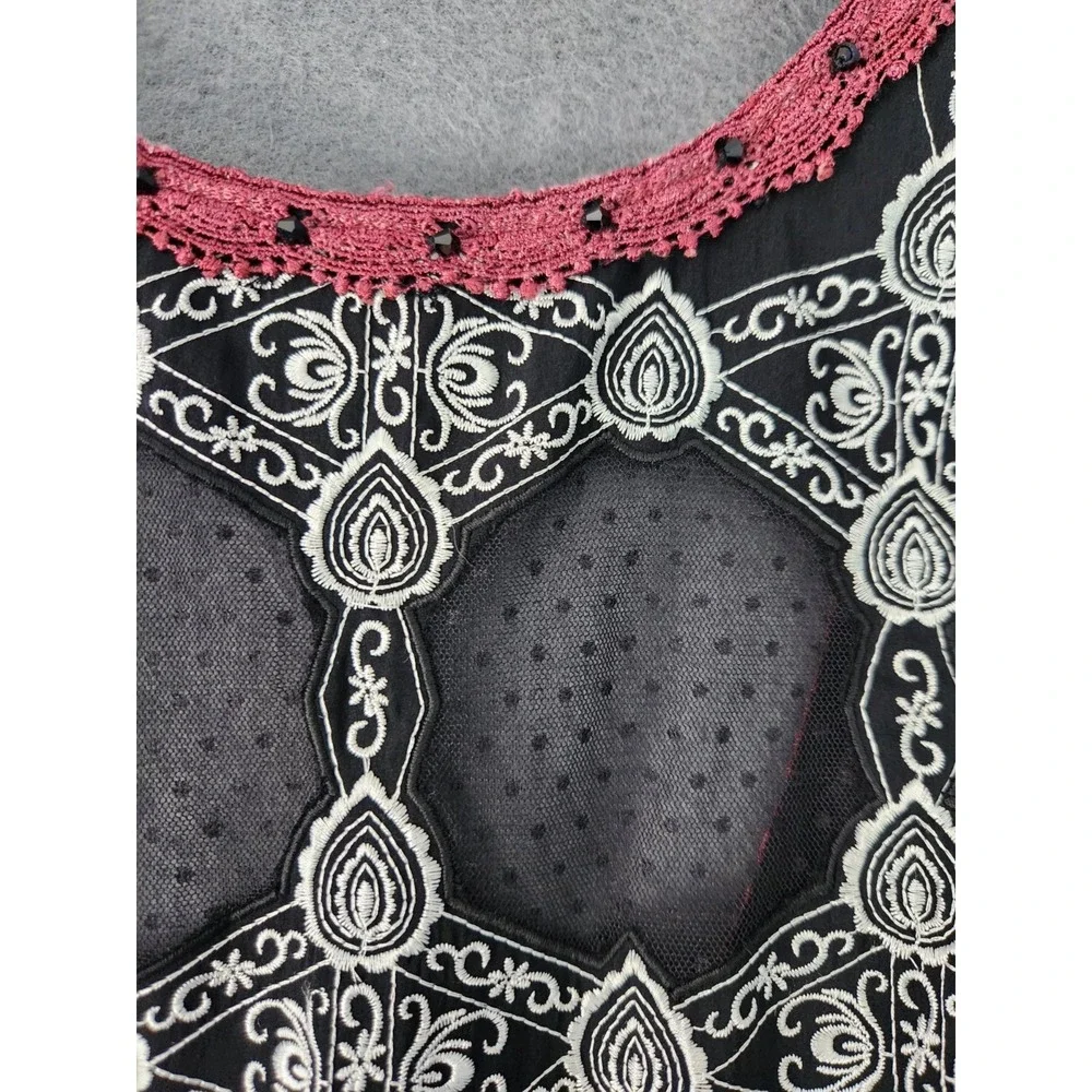 Free People Whimsigoth Fairy Beaded‎ Dress Witchy Goth Sleeveless S Embroidered